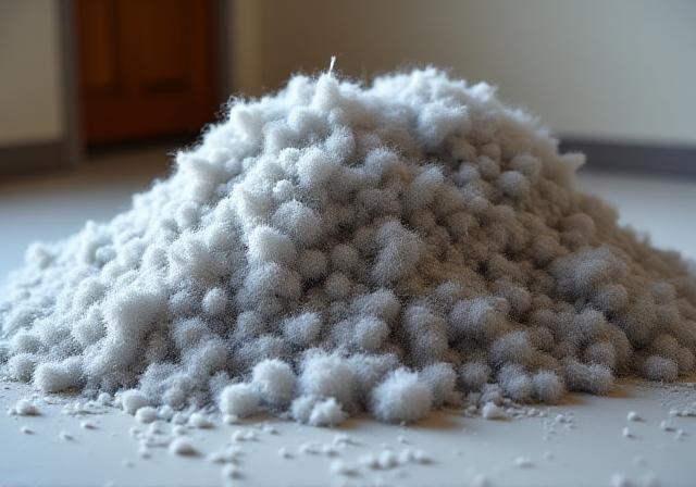 Large pile of fibrous lint removed from a single residential home